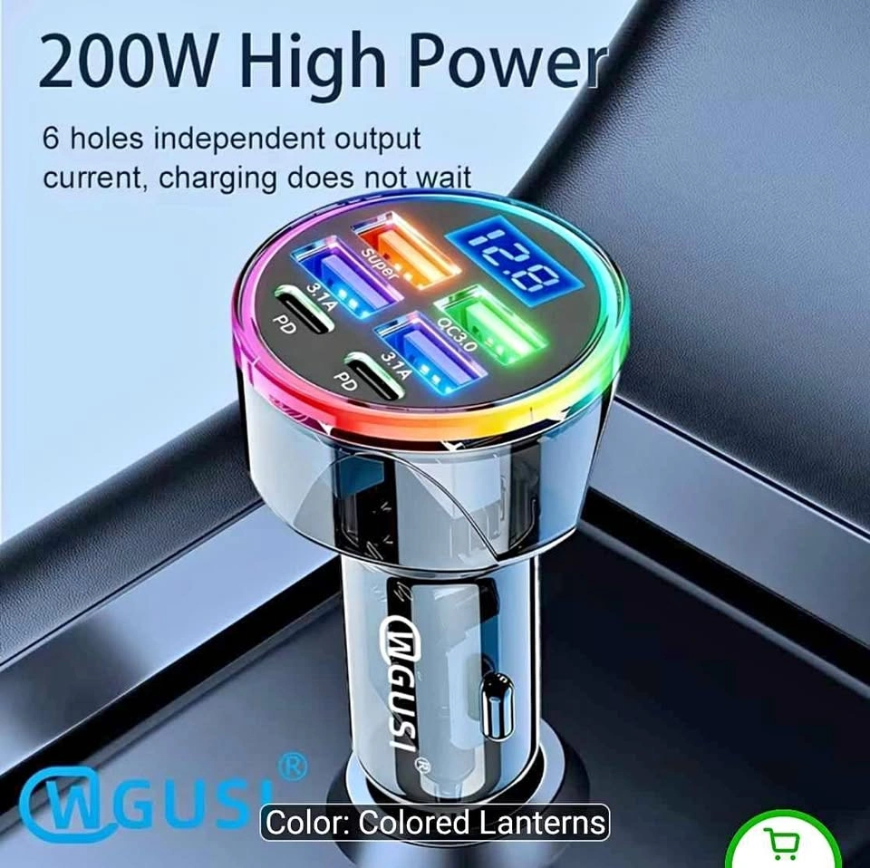 WGUSI 200W 6-Port Fast Car Charger