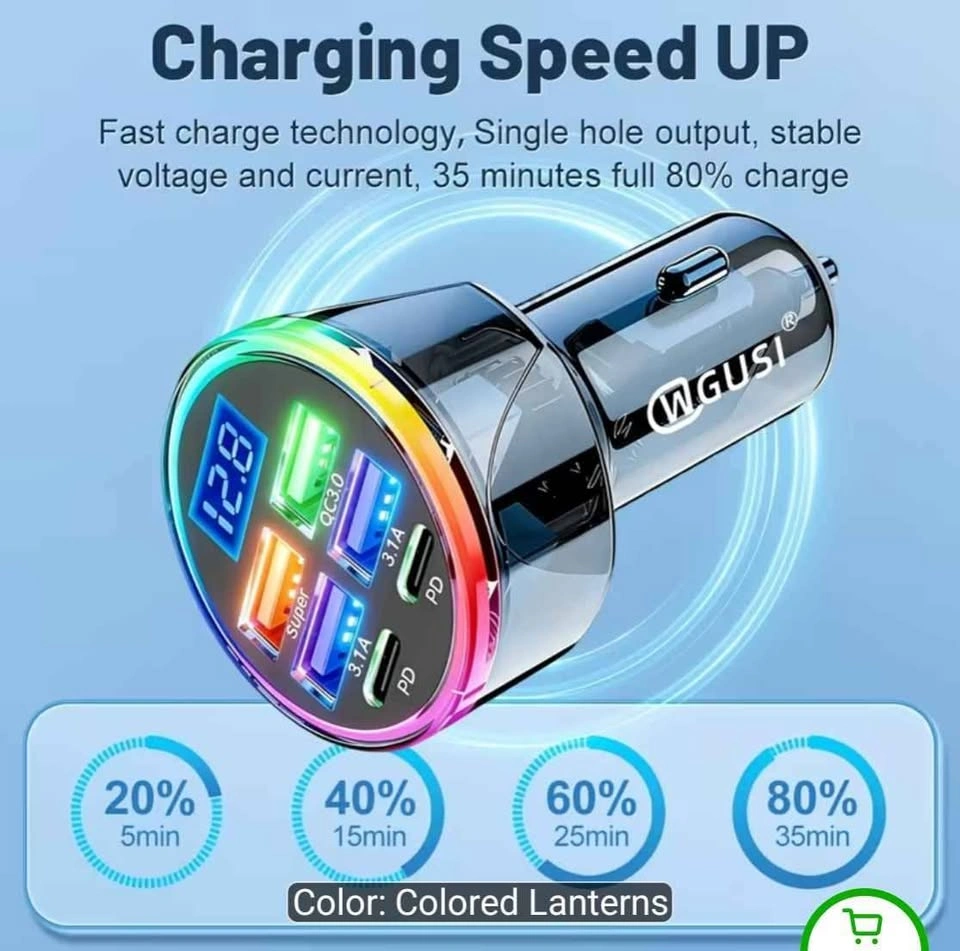 WGUSI 200W 6-Port Fast Car Charger - photo 3