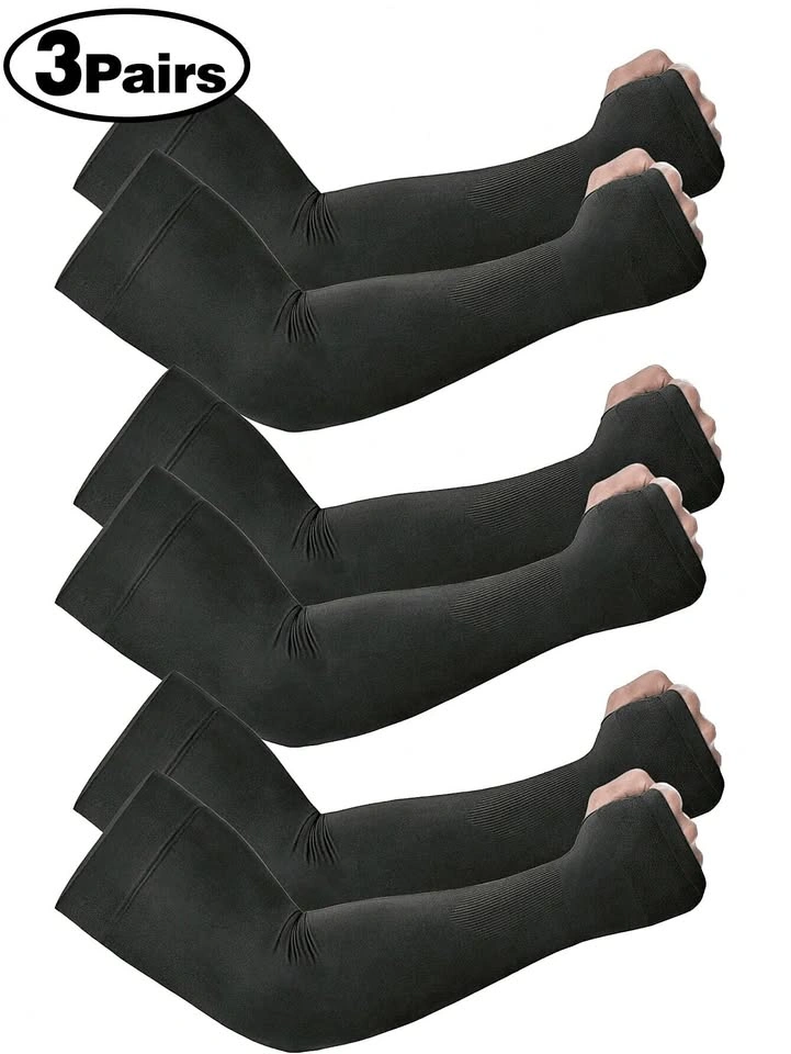 3 Pairs, 6 pieces Compression Arm Sleeves with Thumb Holes