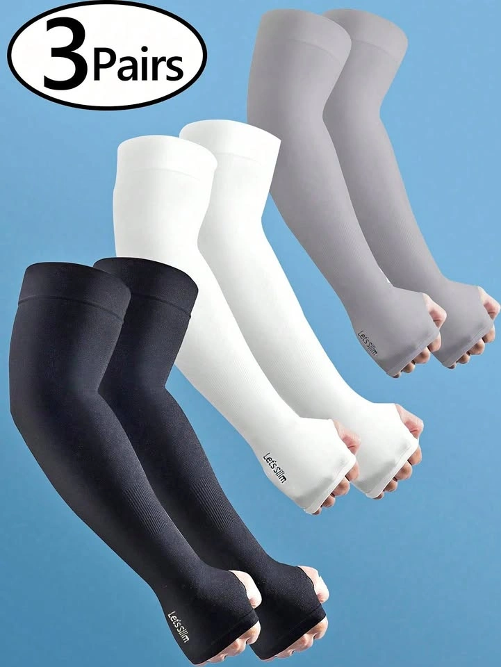 3 Pairs, 6 pieces Let's Slim UV Protection Cooling Arm Sleeves