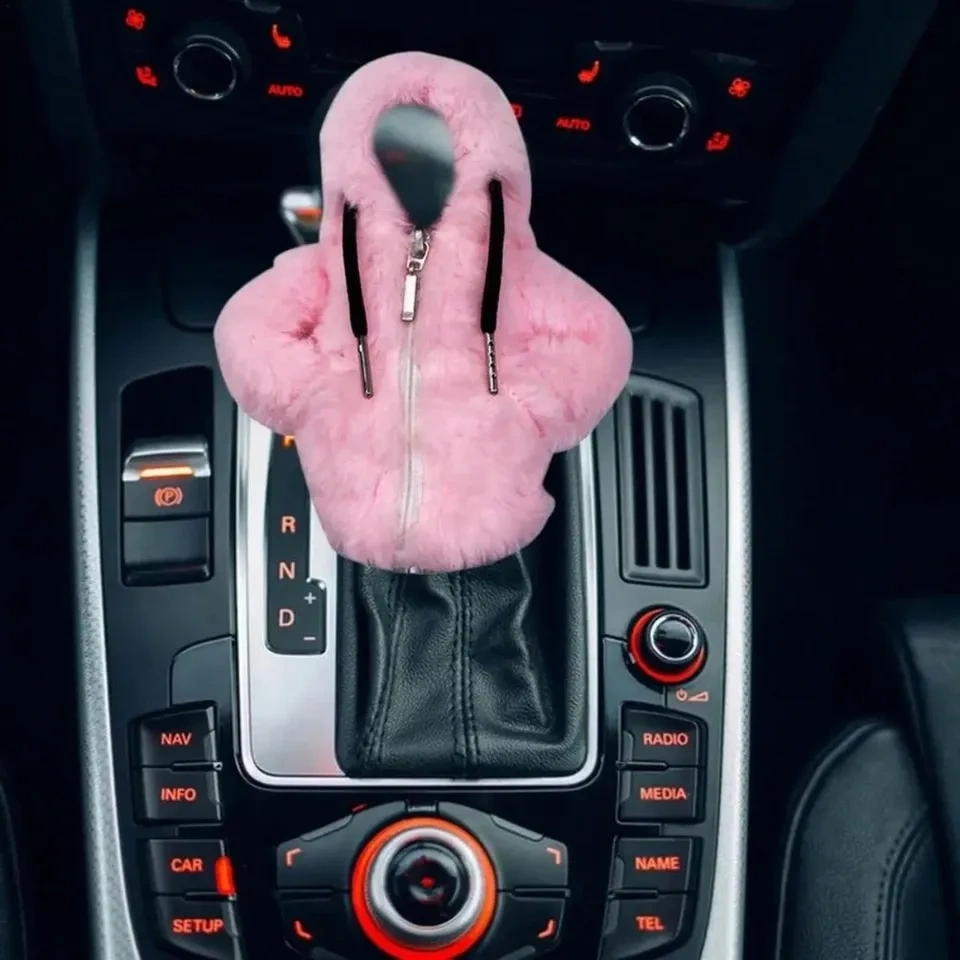 Pink Fuzzy Car Gear Shift Hoodie Cover - photo 4
