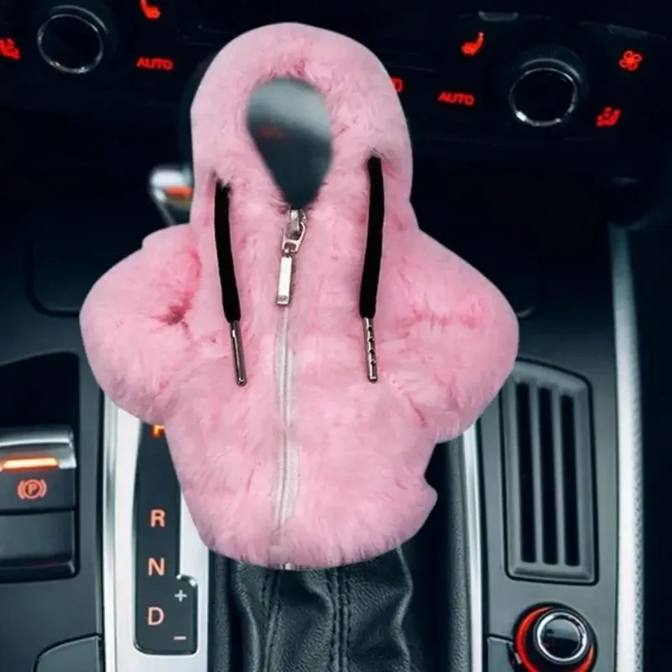 Pink Fuzzy Car Gear Shift Hoodie Cover - photo 5