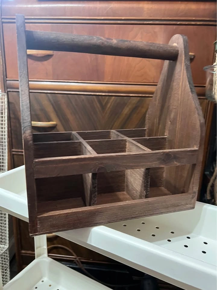 Rustic Wooden Six-Pack Beer Caddy with Built-In Bottle Opener - photo 2