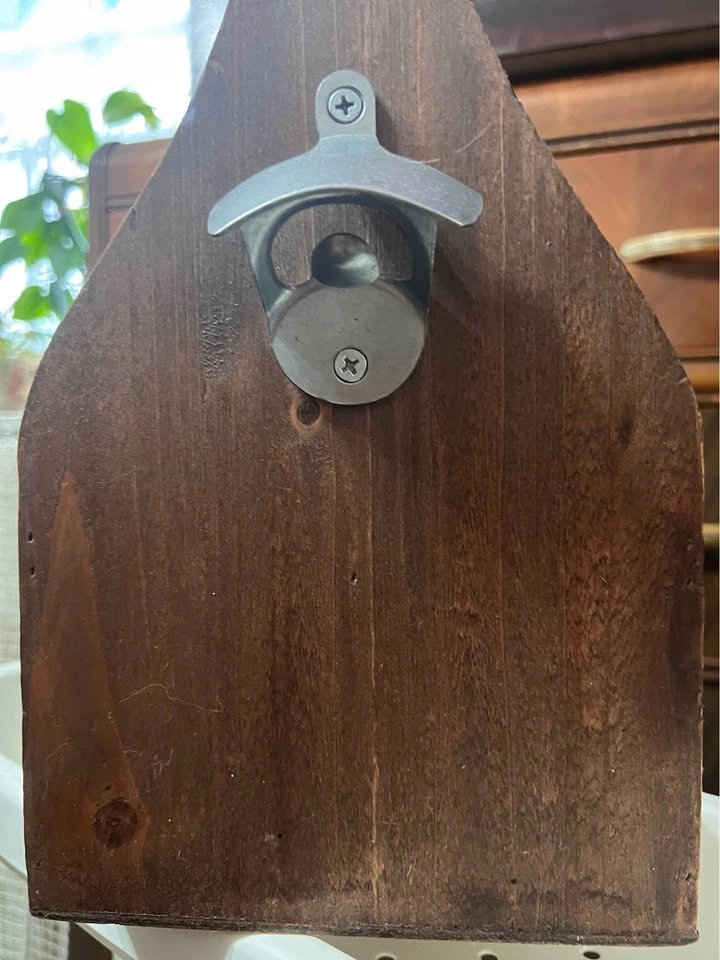 Rustic Wooden Six-Pack Beer Caddy with Built-In Bottle Opener - photo 4
