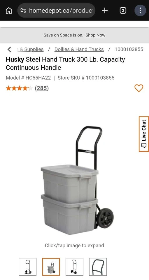 Husky Heavy-Duty Steel Hand Truck / Moving Dolly (300 lb Capacit - photo 4