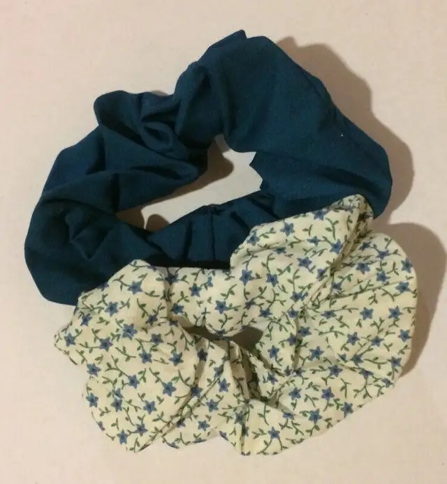 Scrunchies Hair Elastics Teal Blue Set For Sale - New
