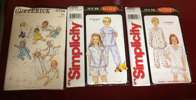 3 Children’s Clothing Pyjama Sewing Patterns For Sale