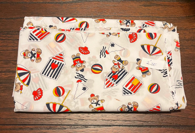 Sailor Teddy Bear Fabric Seaside Themed for Sewing, Quilting