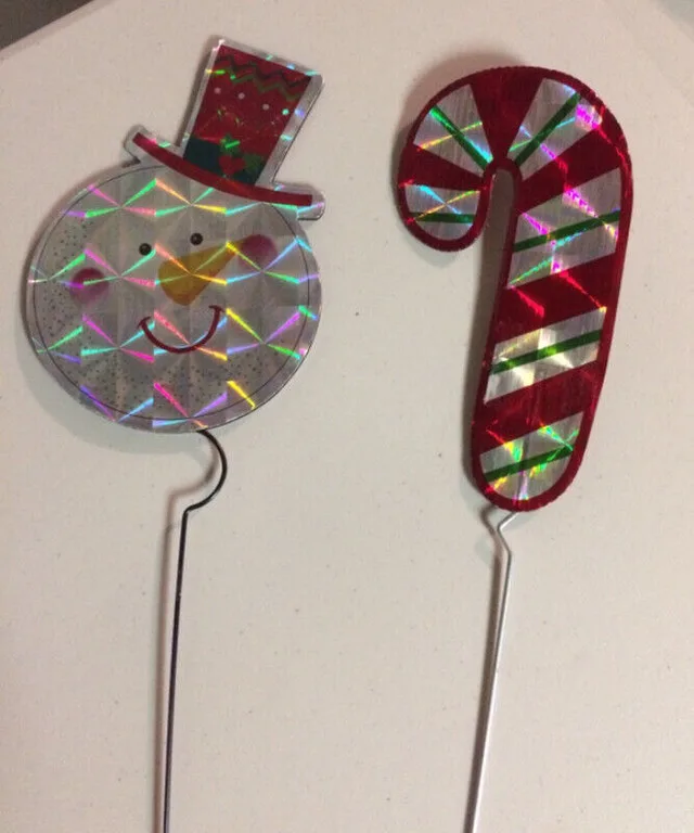 Christmas Snowman Candy Cane Garden Stakes For Sale thumbnail