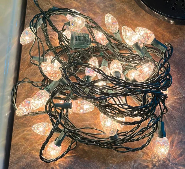 Christmas Lights String Vintage-Style Faceted White For Sale thumbnail