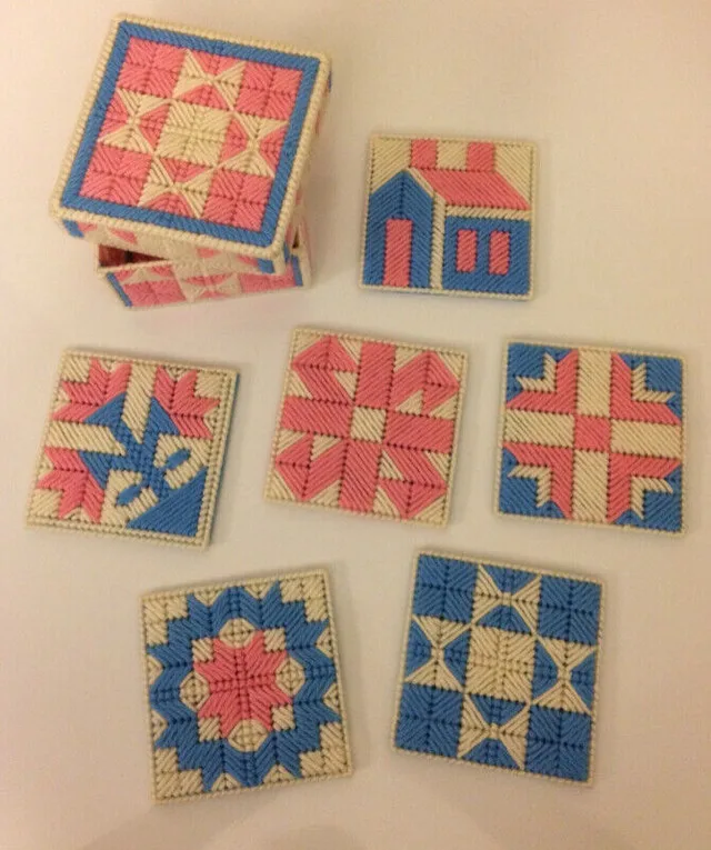 Quilt Block Patterned Drink Coasters For Sale - New thumbnail