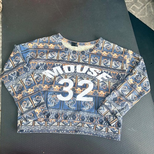 Y2K "MOUSE 32" Varsity Graphic Cropped Sweatshirt