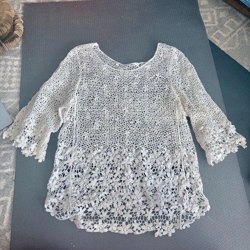 Vintage Boho Chic White Crochet Top