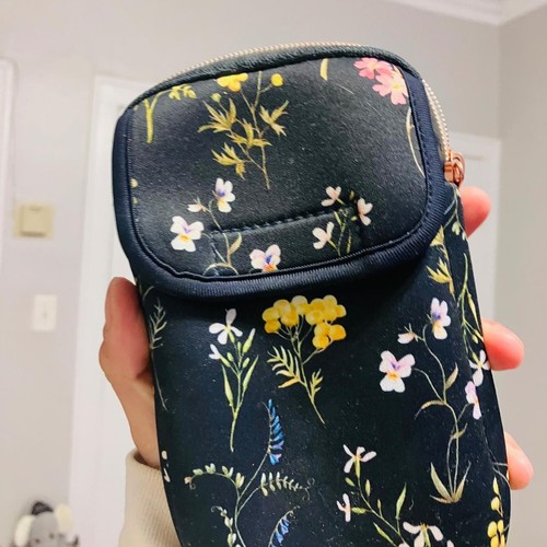 Black Floral Print Phone Crossbody Bag