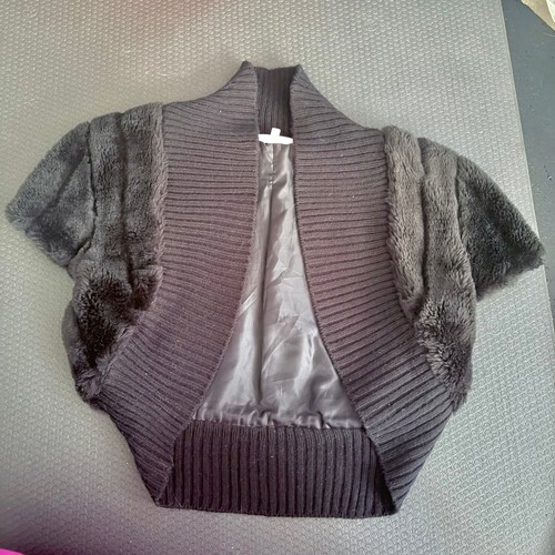 Glam Black Faux Fur Bolero Shrug (Medium)
