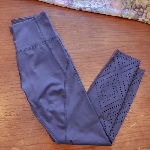Y2K Marika Purple Laser Cut Active Leggings (Small)