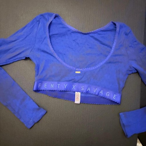Savage X Fenty Vibrant Blue Logo Crop Top (Medium) - photo 2