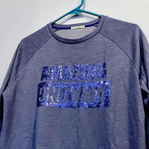 "AMAZING" Sequin Embellished Purple Grey Sweatshirt (Medium) - photo 3