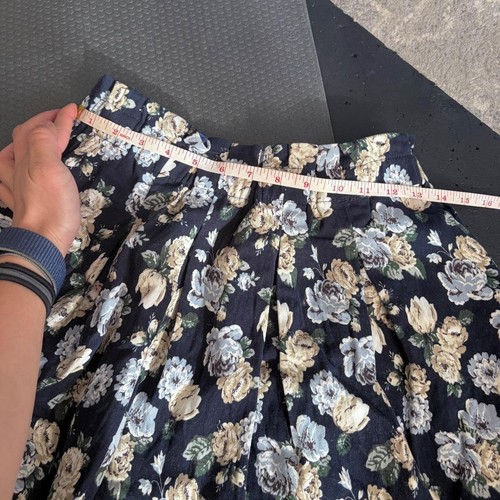 Y2K Yoco Black & Blue Floral Mini Skater Skirt (Medium) - photo 3