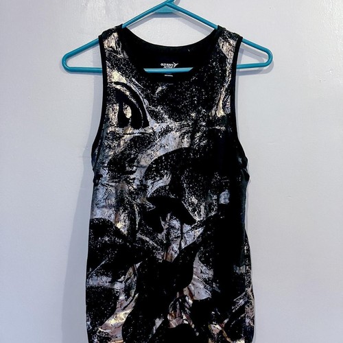 Old Navy Active Metallic Gold & Black Abstract Foil Tank