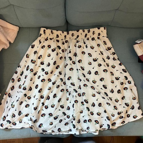 Y2K White Floral Skater Mini Skirt