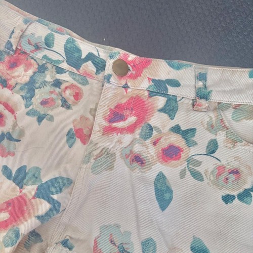 Y2K "mine" distressed floral print denim shorts (juniors large) - photo 2