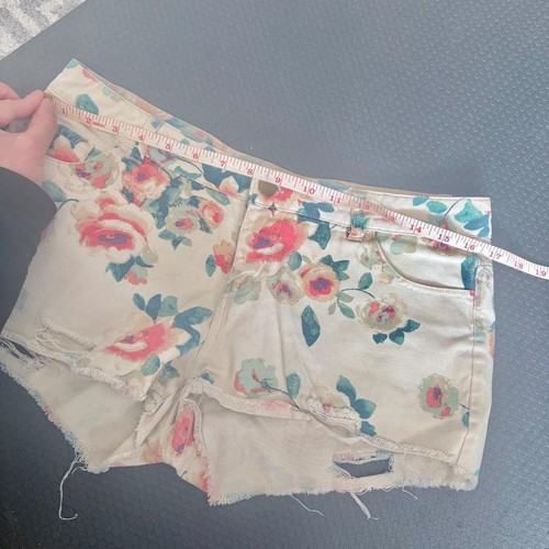 Y2K "mine" distressed floral print denim shorts (juniors large) - photo 5