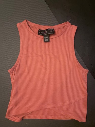Y2K Polly & Esther Rust Coral Ribbed Crop Top (Medium)