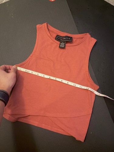 Y2K Polly & Esther Rust Coral Ribbed Crop Top (Medium) - photo 3