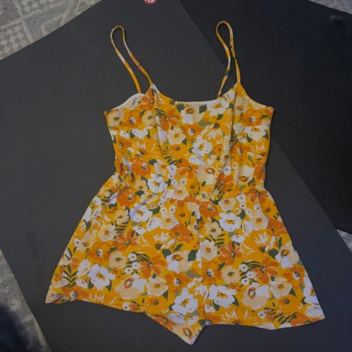 H&M DIVIDED Orange Floral Print Romper