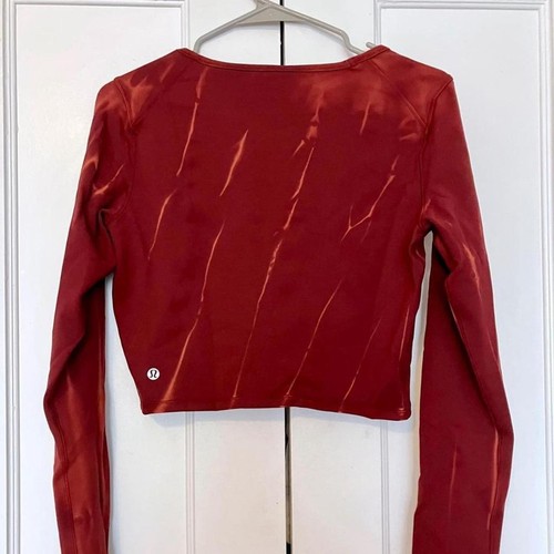 Lululemon Wunder Train Cropped Long Sleeve (Merlot, Size 6)