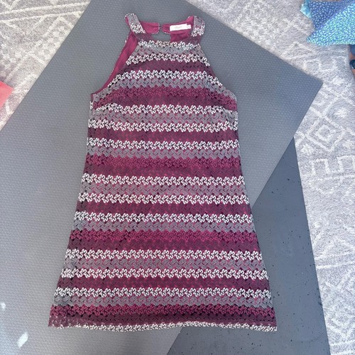 Candie's Burgundy Lace Halter Dress (Medium)