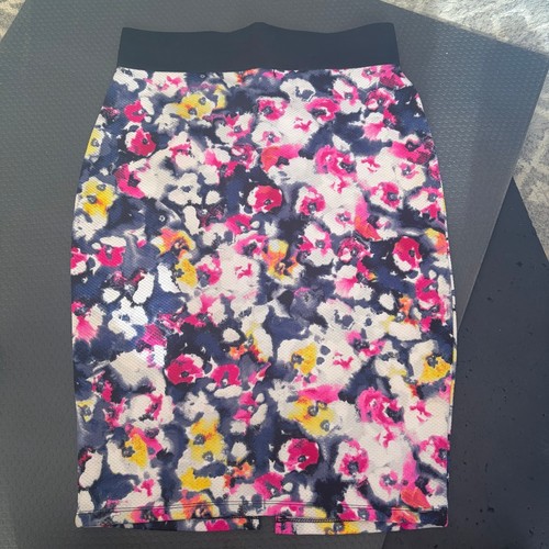Abstract Floral Print Pencil Skirt Retro Aesthetic (OS)