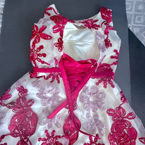 Metisu Elegant Cream & Red Floral Embroidery Dress (XS) - photo 2