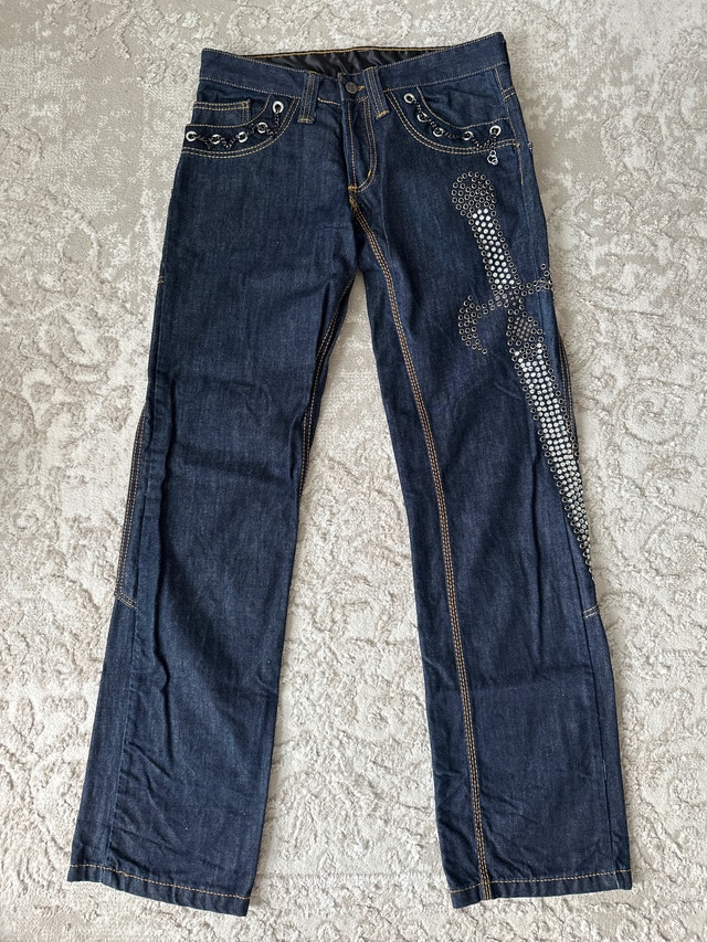 Kingz Delux Designer dark wash denim jeans. Size 32.