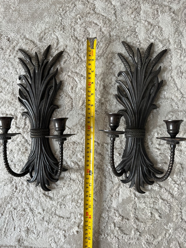 Hollywood Regency style wheat sheaf double-arm two wall sconces - photo 4