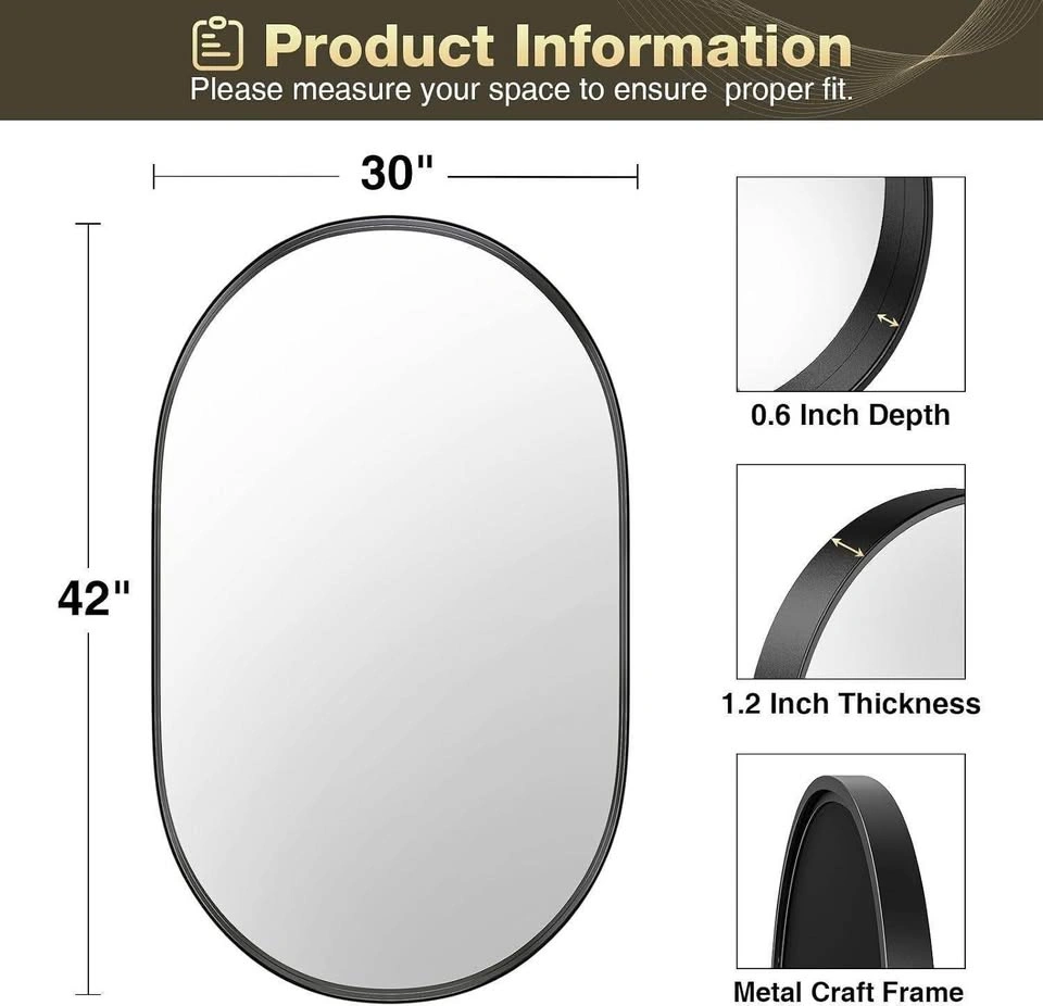 NEW IN BOX Black Oval Metal Frame Wall Mirror - photo 2
