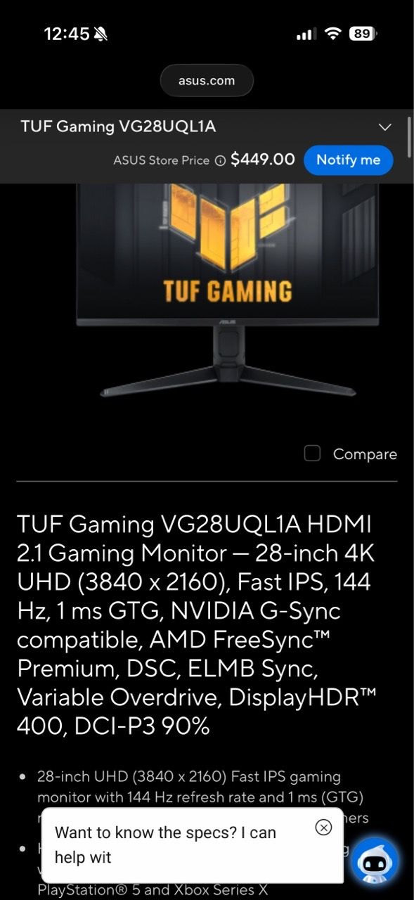 ASUS TUF gaming monitor - photo 2