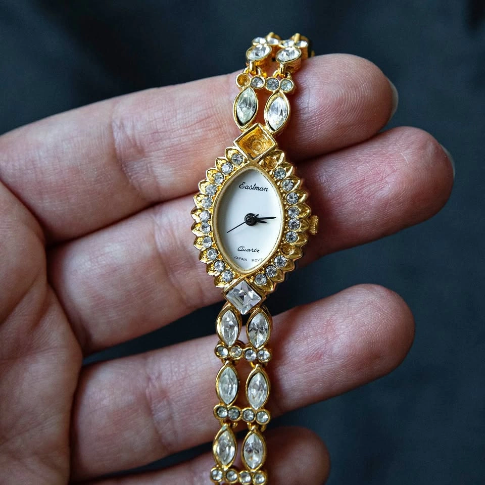 Vintage Eastman Quartz Rhinestone Cocktail Watch - AS-IS
