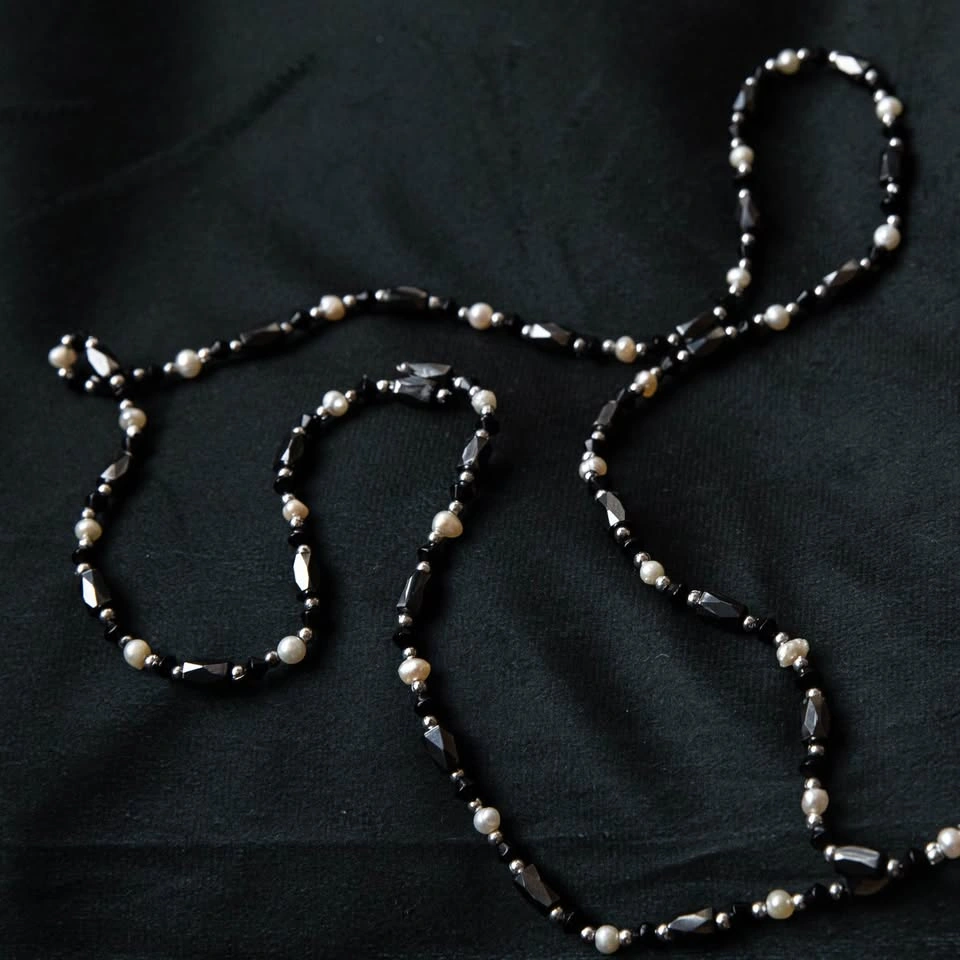 Magnetic Hematite & Freshwater Pearl Convertible Wrap Bracelet - photo 2