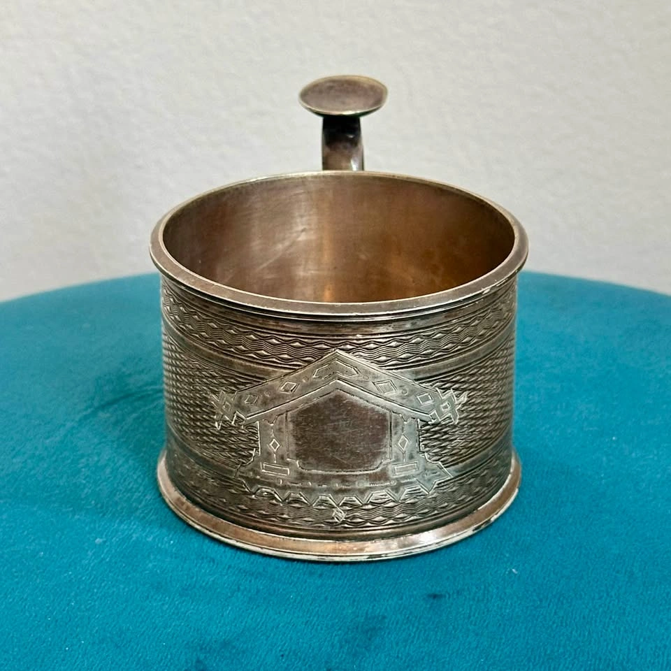 Rare Antique Imperial Russian Silver Plated Podstakannik - photo 5