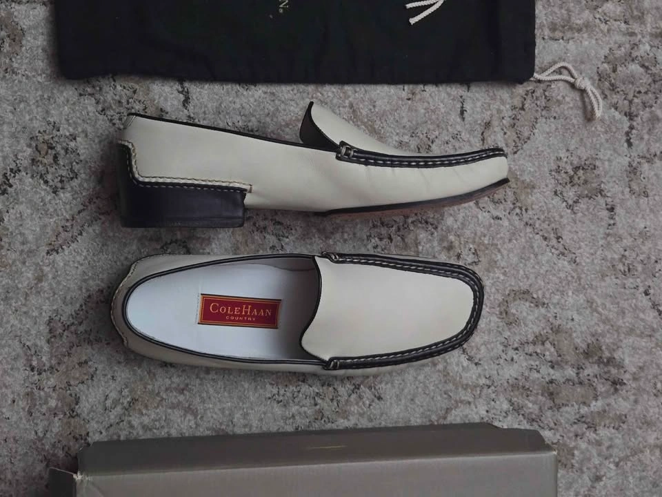 COLE HAAN Leather Driving Mocs White Women's Size 9.5