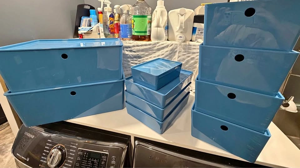 IKEA KUGGIS Blue Storage Bins – 10-Piece Set
