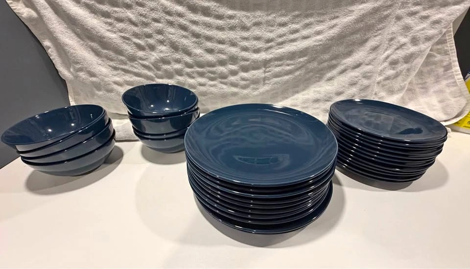 IKEA Dark Blue Dinnerware Set – 10 Dinner Plates, 12 Small Plate