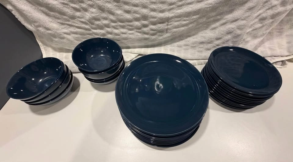 IKEA Dark Blue Dinnerware Set – 10 Dinner Plates, 12 Small Plate - photo 2
