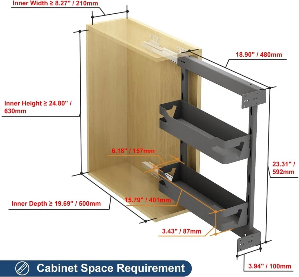 Slim Pull Out Cabinet Organizer with Solid Metal Trays - photo 2