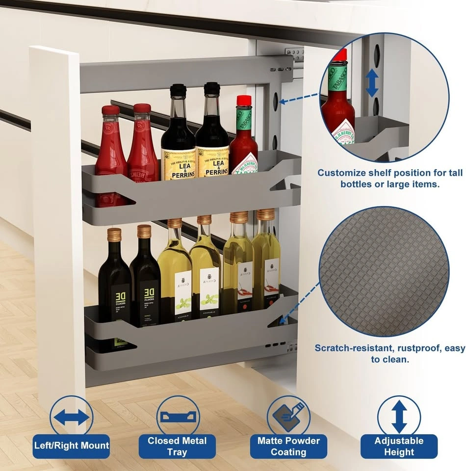 Slim Pull Out Cabinet Organizer with Solid Metal Trays - photo 3