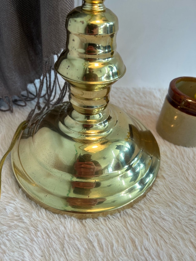 MCM Brass Green Glass Bankers Lamp 15” - photo 3
