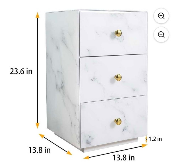 White Marble Nightstand Golden Handles Velvet lining - photo 2