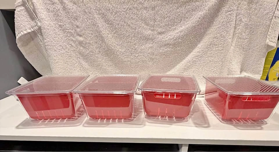 Produce Keeper Storage Containers with Drain Baskets – Set of 4